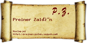 Preiner Zalán névjegykártya