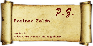 Preiner Zalán névjegykártya